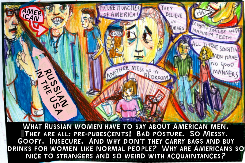 Postcard - From Russia - What Russian girl-women have to say about American boy-men