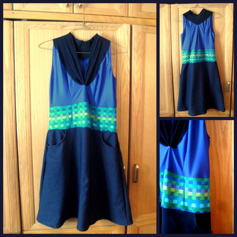 Razblint - Dress - Blue and Green with pockets Coffee Date Dress from BurdaStyle (1)