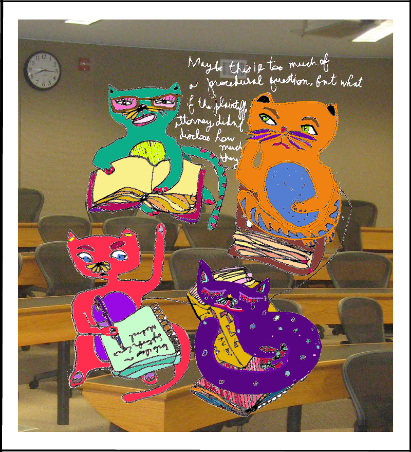 Razblint - Law School Cartoon - In Need of Caption - Contest - Cats at Law school 800a