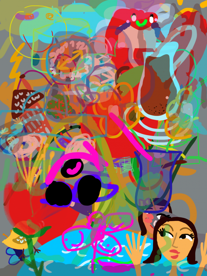 Kids drawing layered together on ipad Procreate - Margaret Hagan