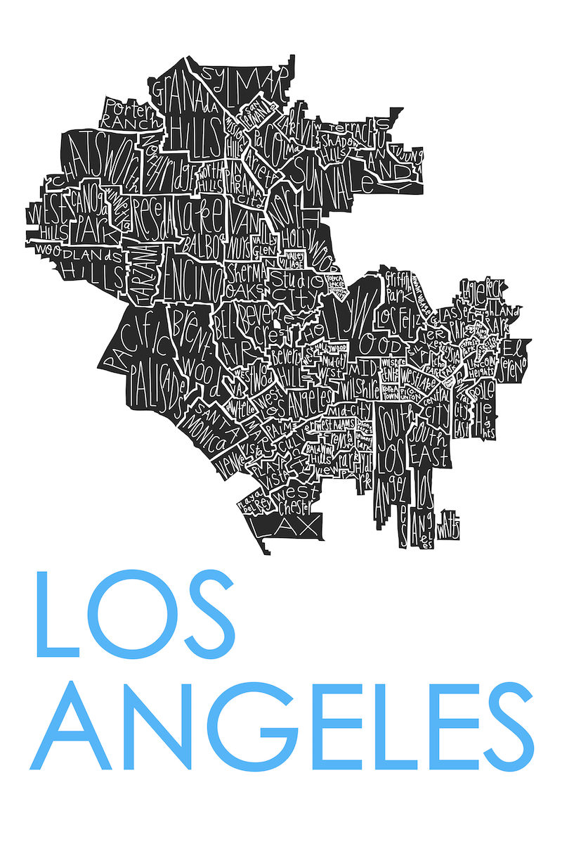 Los Angeles Map - black map on white small